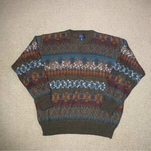 Vintage 80s Boulevard By Block Big Man Geometric Patterned Sweater Men’s Big 2X